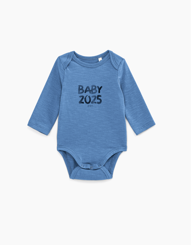 Body bleu à personnaliser en coton bio bébé-1