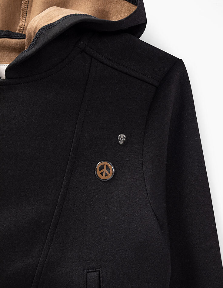 Boys' black biker-style cardigan with sienna backing-7 Boys' black biker-style cardigan with sienna backing-7