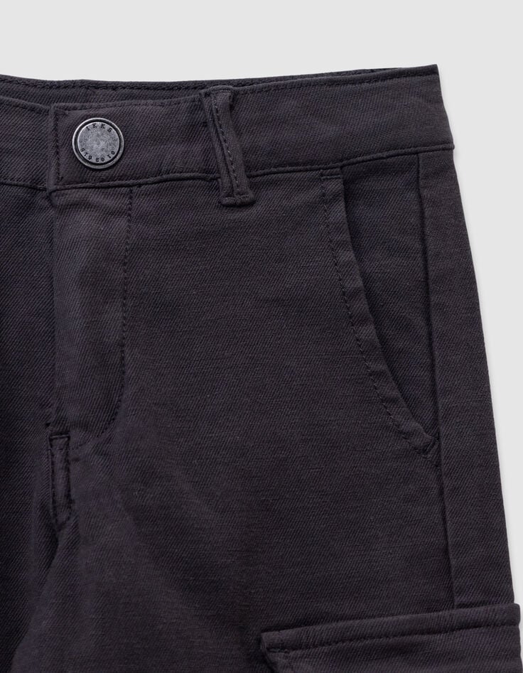 Boys’ black cargo-style straight trousers-5 Boys’ black cargo-style straight trousers-5