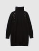 Black studded high collar dress-1