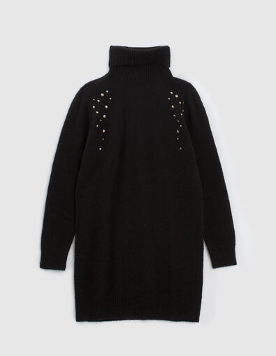 Black studded high collar dress - IKKS