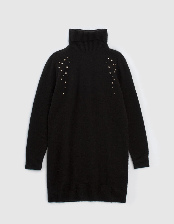 Black studded high collar dress-1