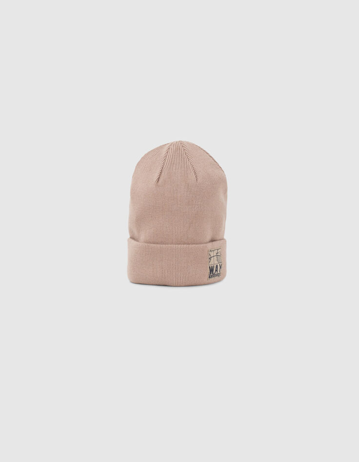Gorro beige punto etiqueta baloncesto niño-4
