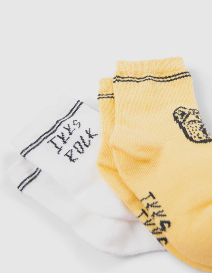 Calcetines amarillo y blanco bebé niño-5