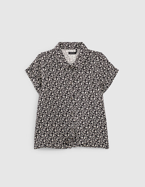 Camisa manga corta negra Ecovero® estampado lirios niña
