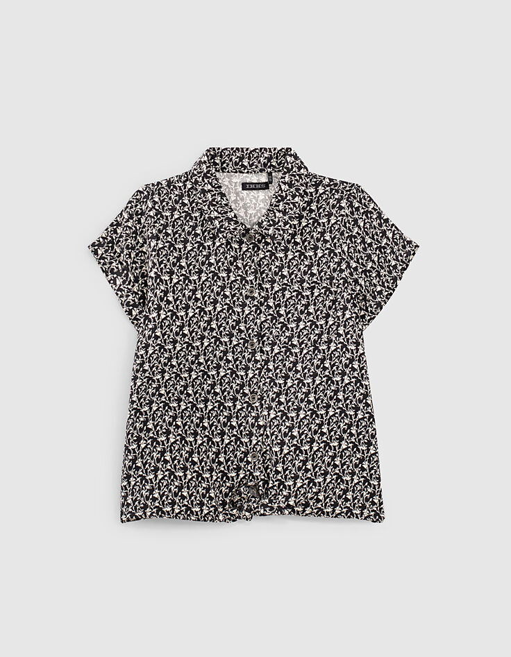 Zwart hemd Ecovero&reg; lelieprint meisjes-1