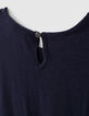 Robe navy Essentiel brodée en coton bio fille-6