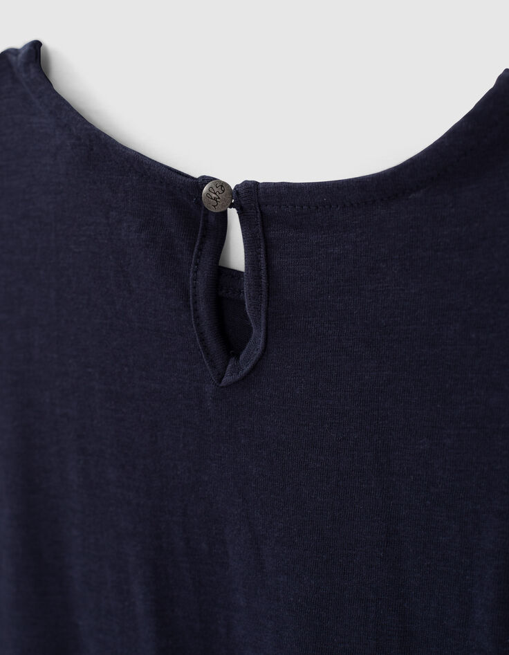 Robe navy Essentiel brodée en coton bio fille-6