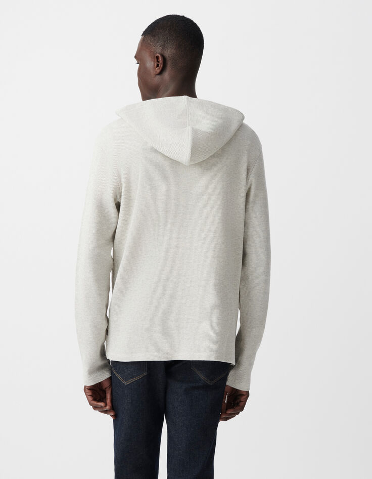 Men’s grey organic cotton waffle hooded T-shirt-3