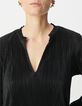 Women's black pleated collared blouse-4