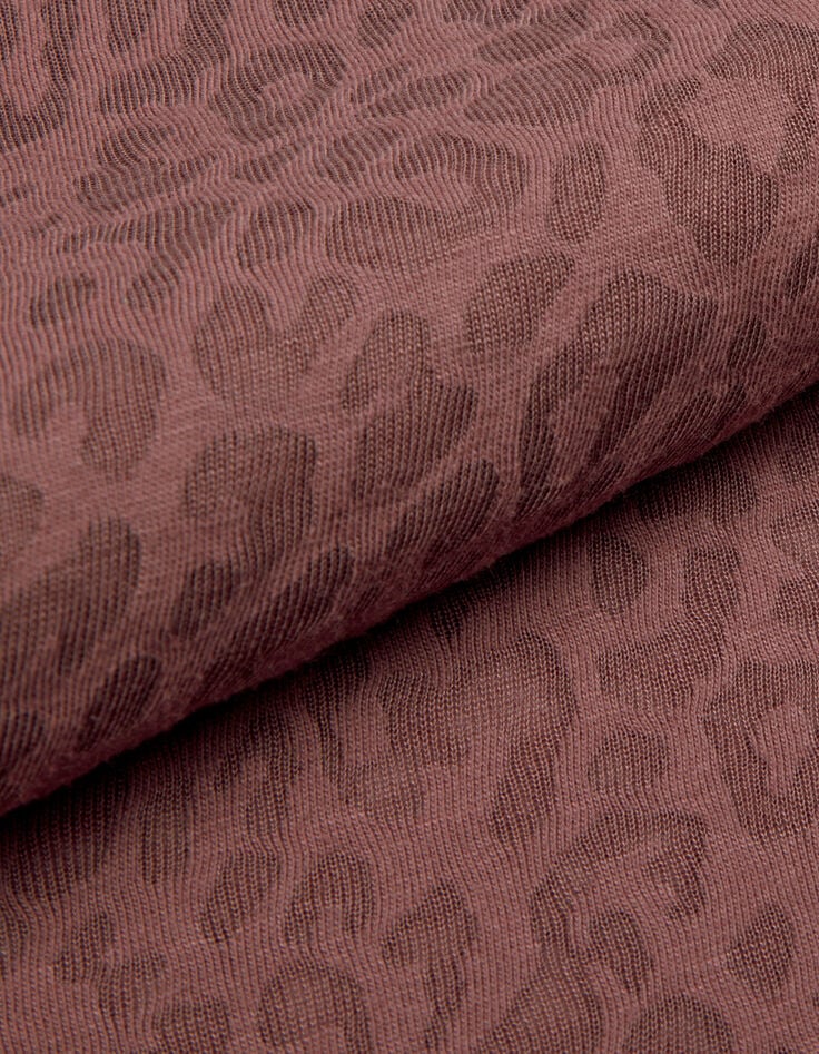 Tee-shirt loose bordeaux imprim&eacute; l&eacute;opard Femme-7