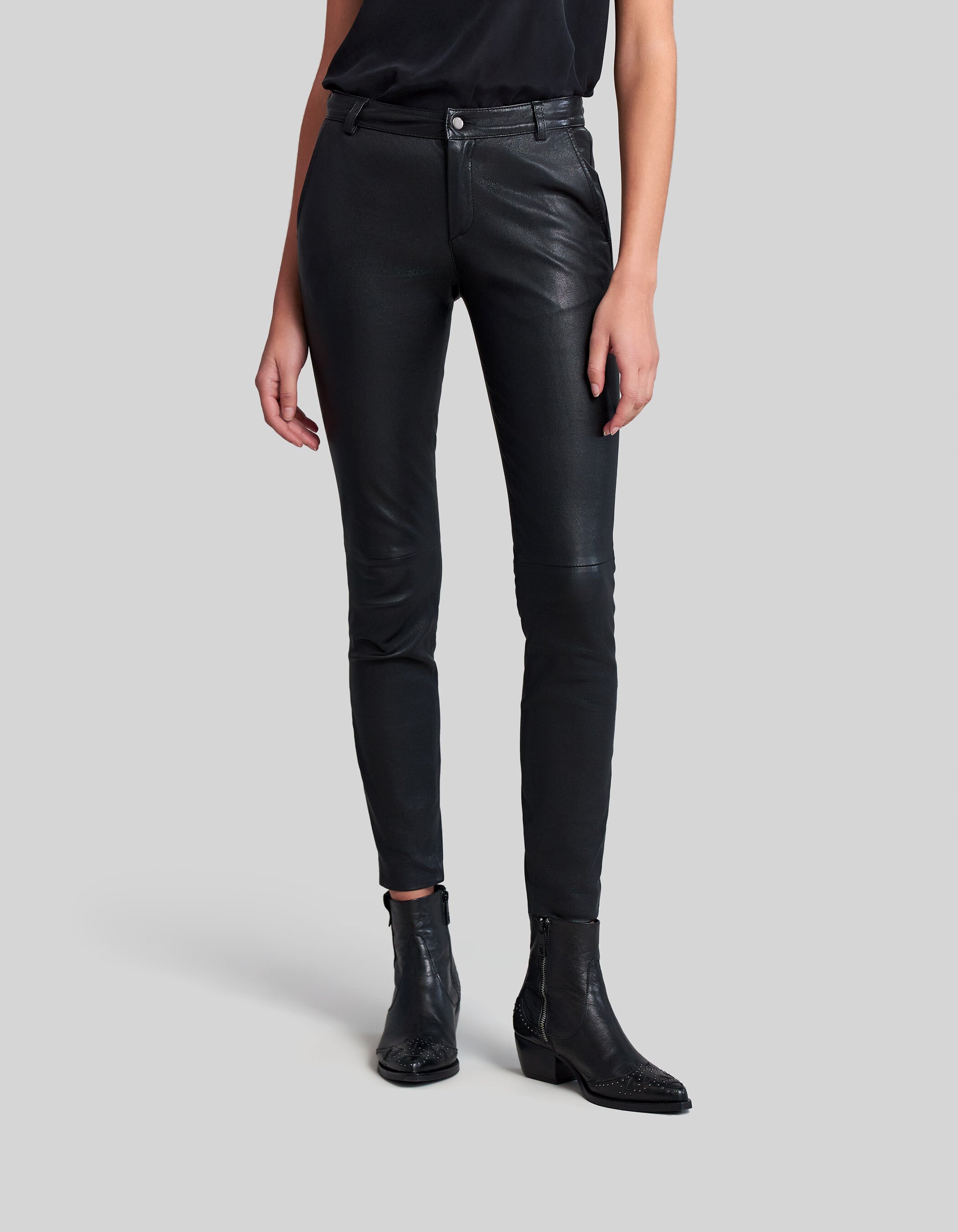Pantalon skinny top cuir femme