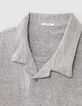 Polo gris medio reciclado cuello trampantojo hombre-8