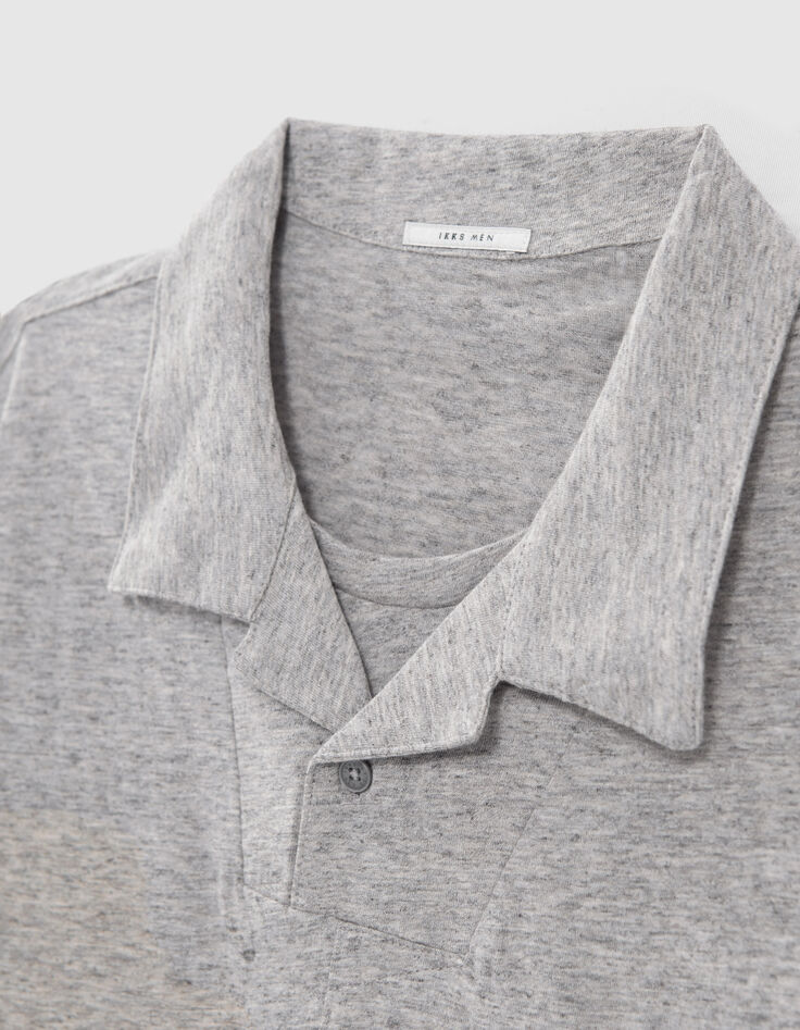 Polo gris medio reciclado cuello trampantojo hombre-8