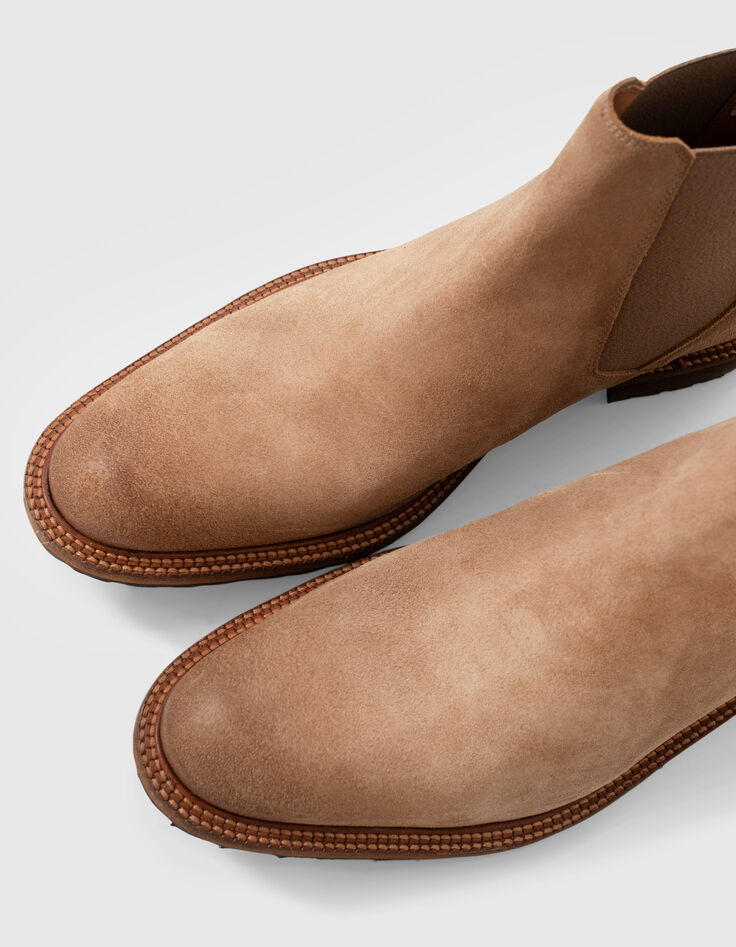 Beige Chelsea boots su&egrave;deleer Heren-4