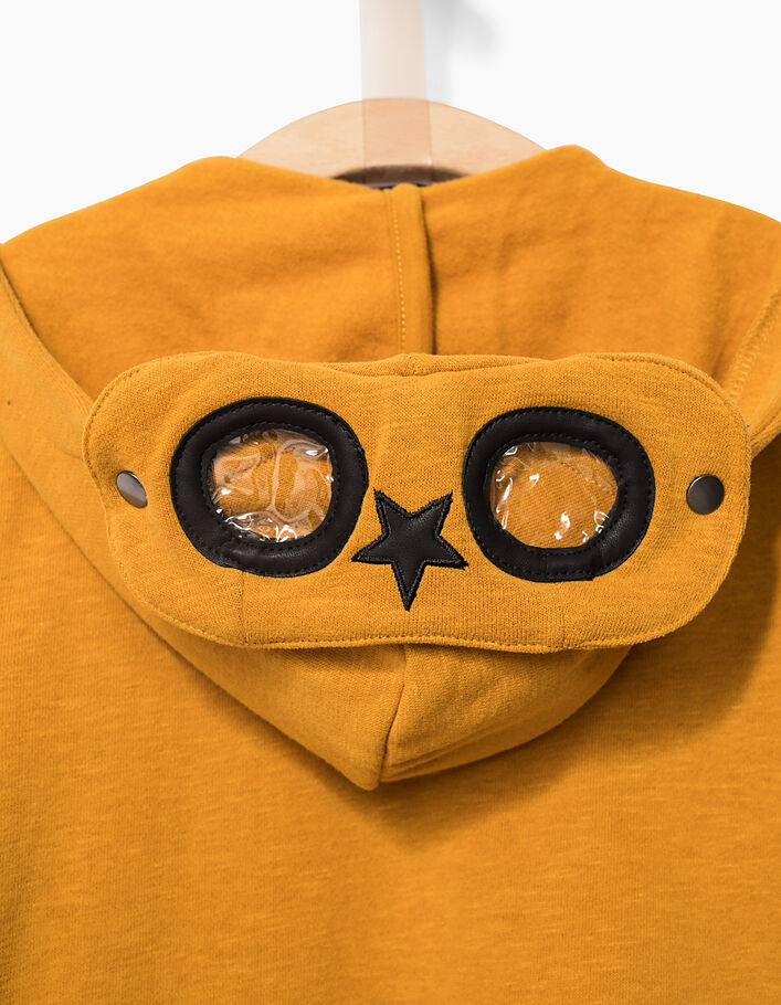 Cardigan jaune à lunettes sur capuche garçon-4