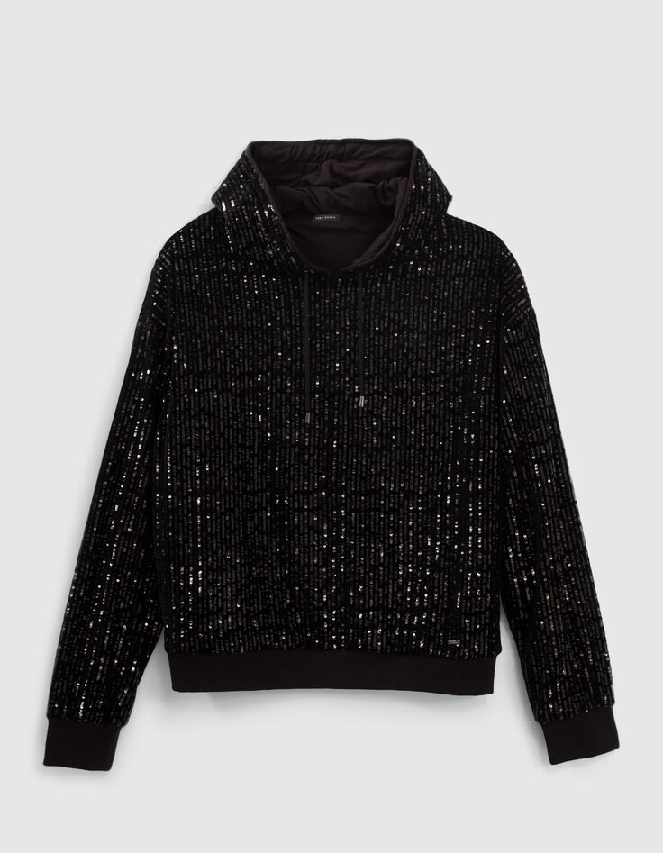 Sweat avec sequins brodés sur velours femme-5