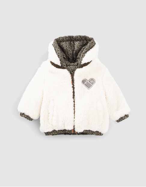 Doudoune réversible léopard floral ou Sherpa bébé fille