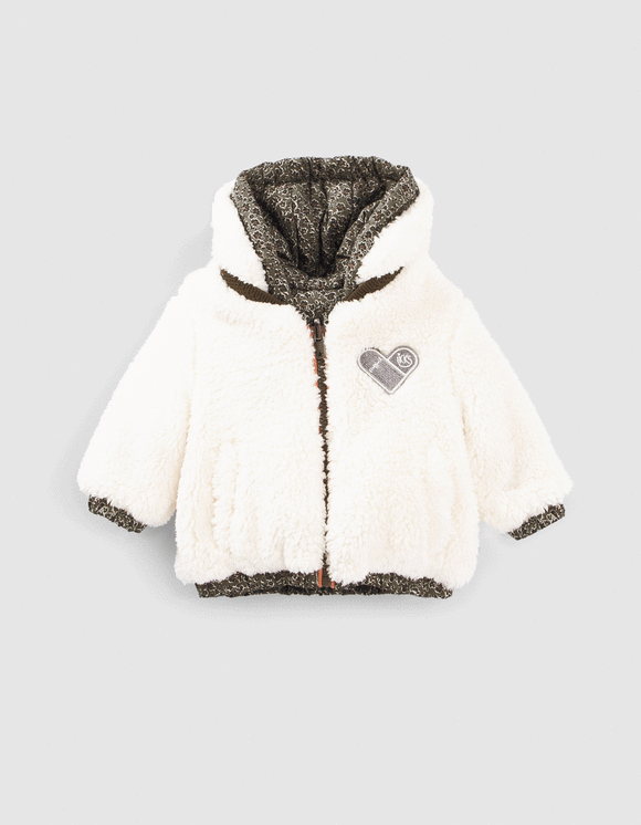 Doudoune réversible léopard floral ou sherpa