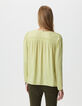 Blouse verte fluide détails smocks Femme-3