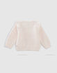 Gebreid wit vest roze dupions rits babymeisjes-3