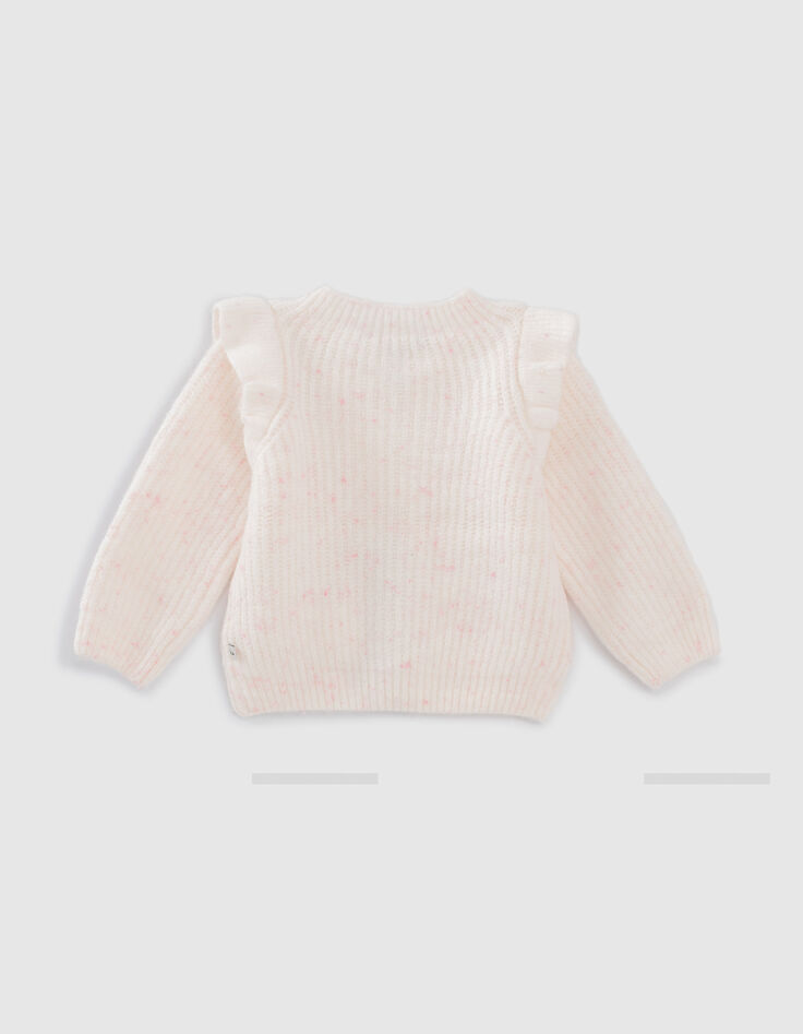 Gebreid wit vest roze dupions rits babymeisjes-3