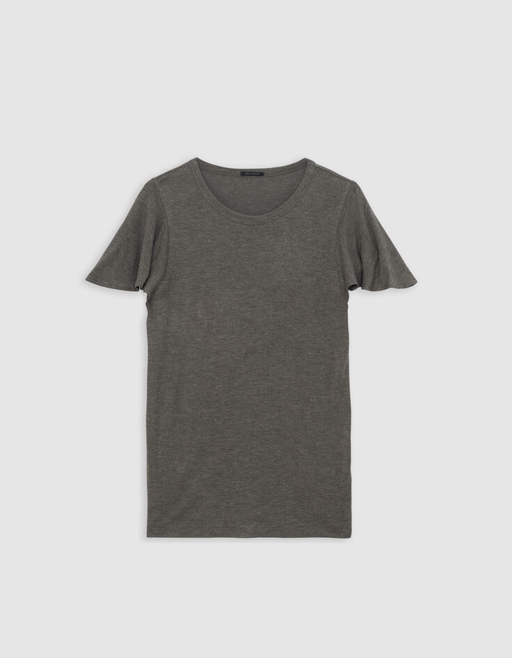 Women's khaki lurex knit tee-6