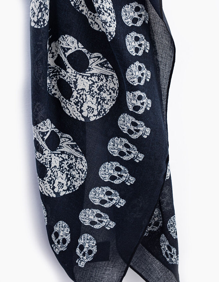 Women’s navy skull print scarf - IKKS