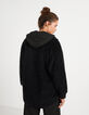 I.Code black Sherpa jacket with zip collar-3