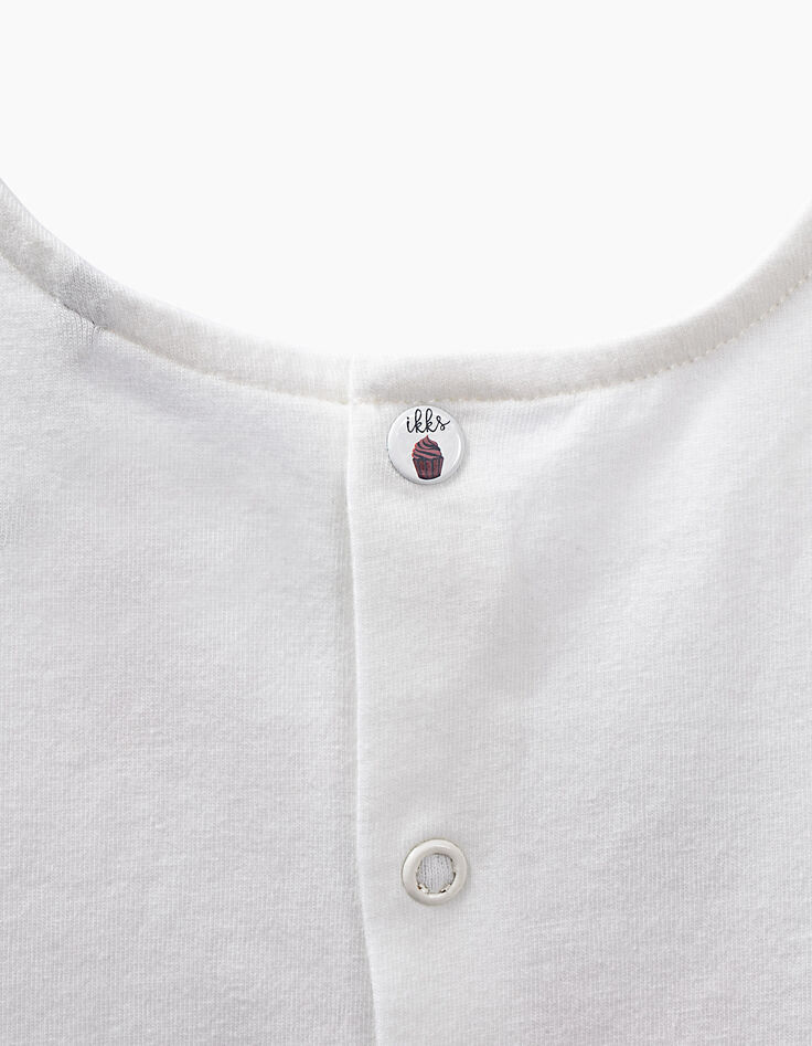 Robe bi matière blanc et navy imprimé bébé fille-3