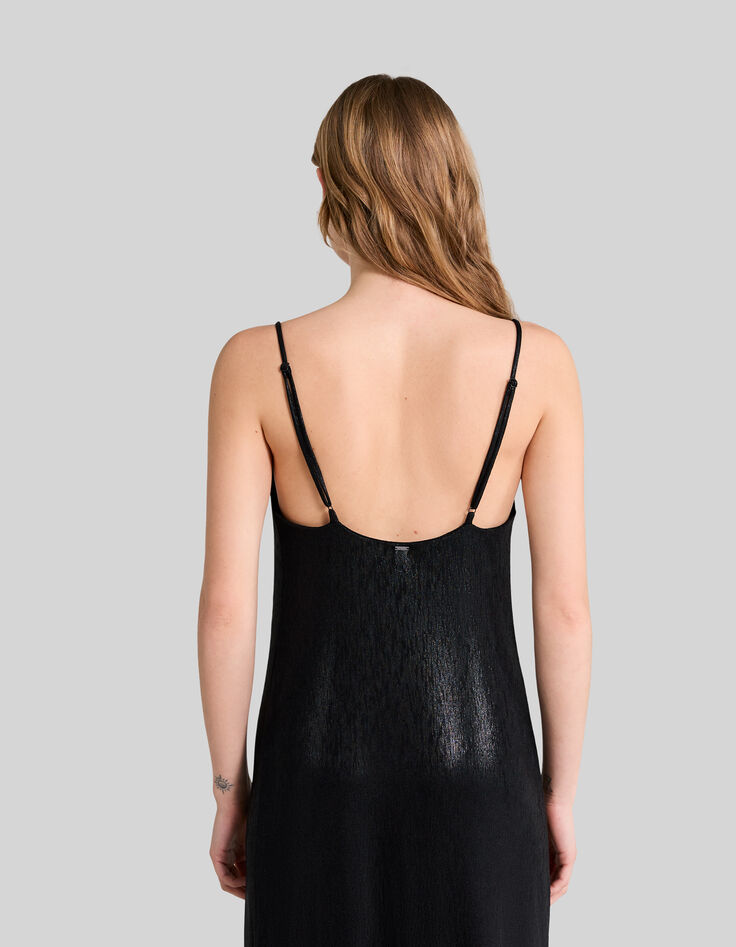 Women’s black lamé strappy midi dress-4