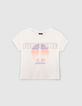 Weißes Mädchen-T-Shirt aus Biobaumwolle mit Peace and Love-1