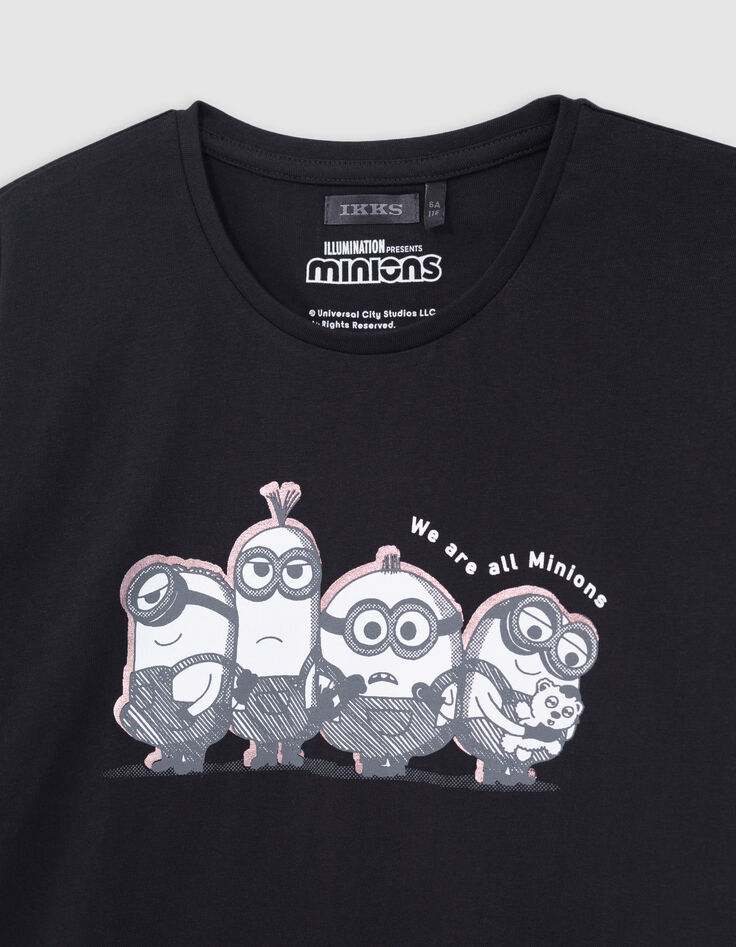 Camiseta negra algodón print foil MINIONS niña-2