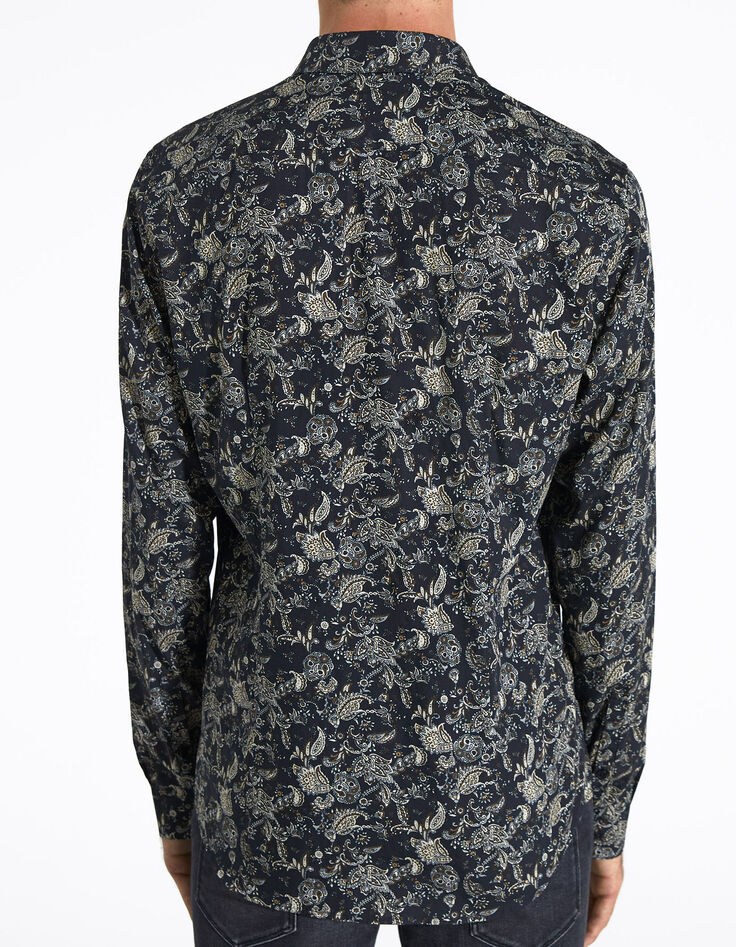 Chemise SLIM noire imprimé floral Rock Homme-3