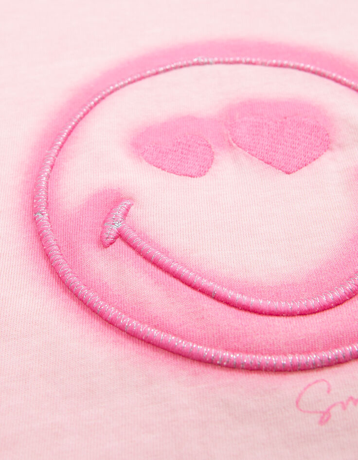 Girls’ pink T-shirt with SMILEYWORLD embroidery-4