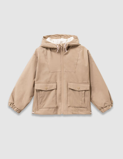 Beige parka met kap binnenkant ecru meisjes - IKKS