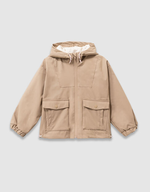 Beige parka met kap binnenkant ecru meisjes - IKKS