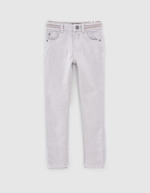 Jean skinny light grey à ganse ceinture fille - IKKS