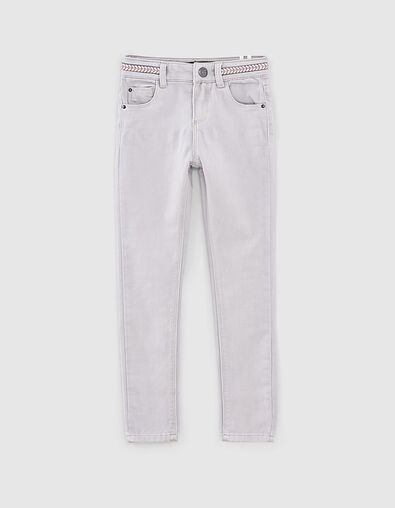 Mädchen-Skinny-Jeans in Light Grey mit Borte an der Taille - IKKS