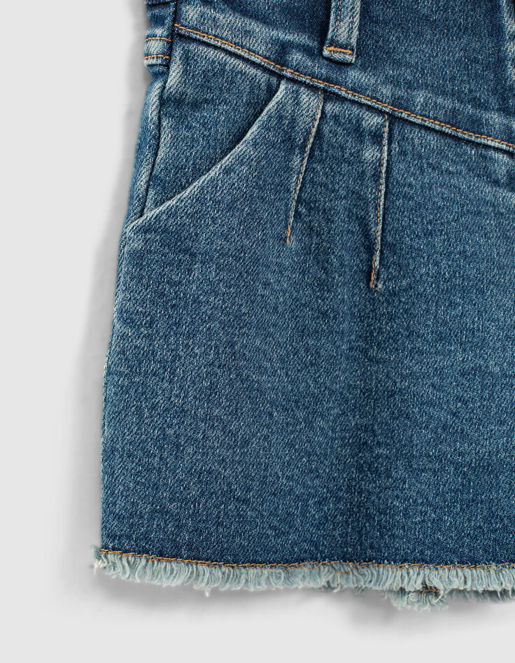 Medium blue jeansshort franjes aan de pijpen meisjes-4