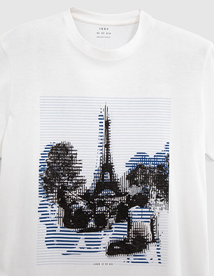 Camiseta blanca algod&oacute;n Torre Eiffel arty hombre-5