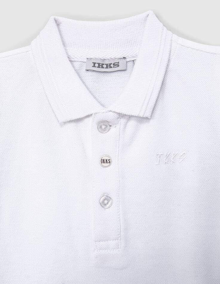 Baby boys’ white organic cotton polo shirt, IKKS logo-2