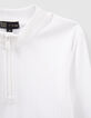 Gebroken wit geribd T-shirt met rits meisjes-4