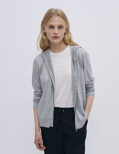 Women’s grey glittery knit hooded cardigan - IKKS