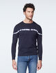 Pull indigo avec rayure effet tie and dye Homme-2
