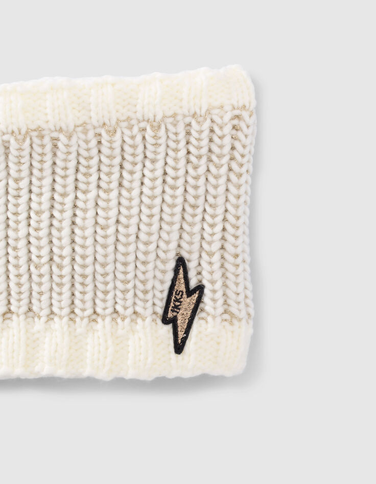 Cremewei&szlig;er Stricksnood mit Blitzpatch f&uuml;r Babym&auml;dchen-2