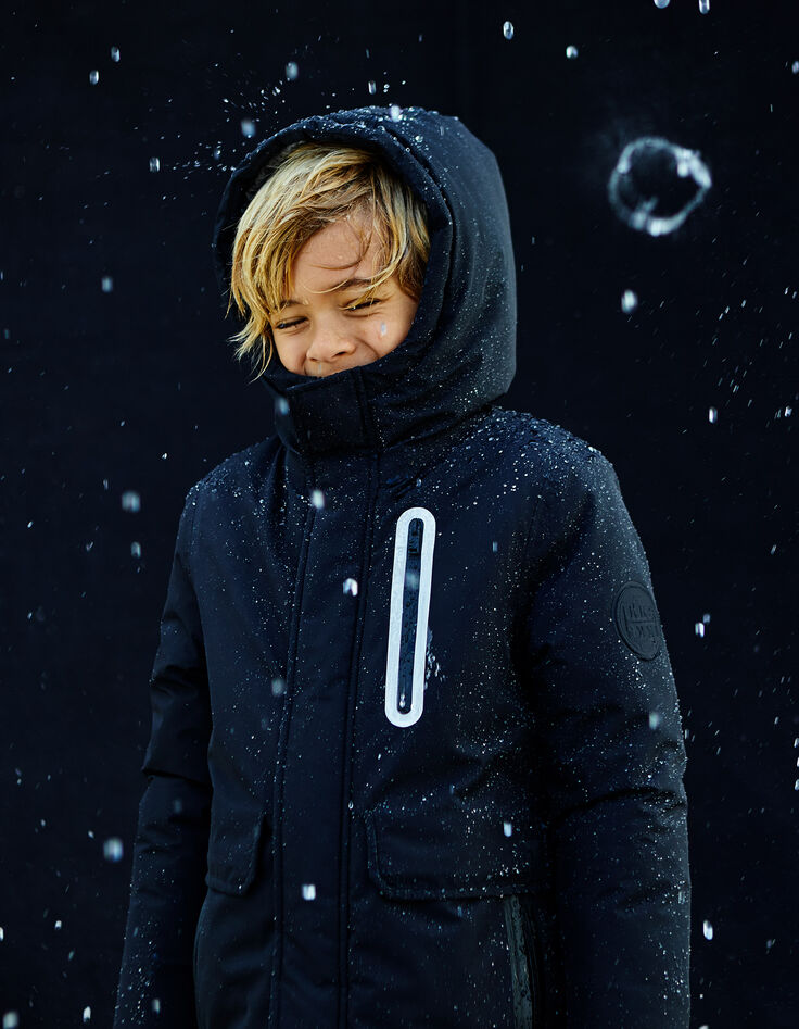 Parka noire chaude et waterproof garçon-1