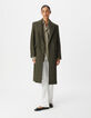 Manteau long droit kaki lainage Femme-1