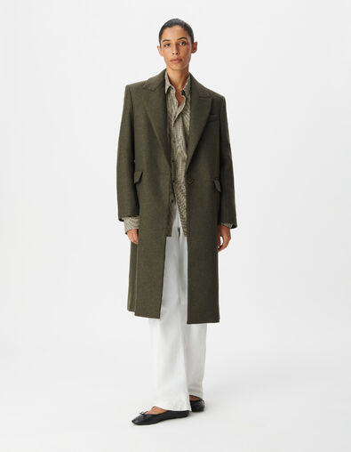 Manteau long droit kaki lainage Femme - IKKS