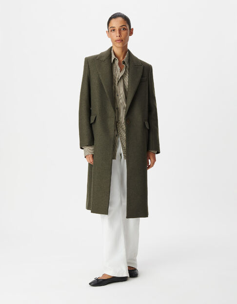 Manteau long droit kaki lainage Femme - IKKS
